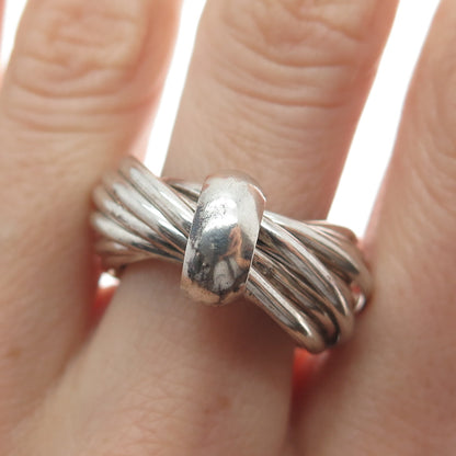 925 Sterling Silver Vintage Multi-Band Interlocked Ring Size 7.75