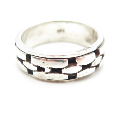 925 Sterling Silver Vintage Brisk Band Ring Size 10.25