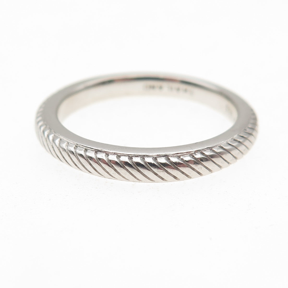 JUDITH RIPKA 925 Sterling Silver Vintage Ribbed Band Ring Size 9
