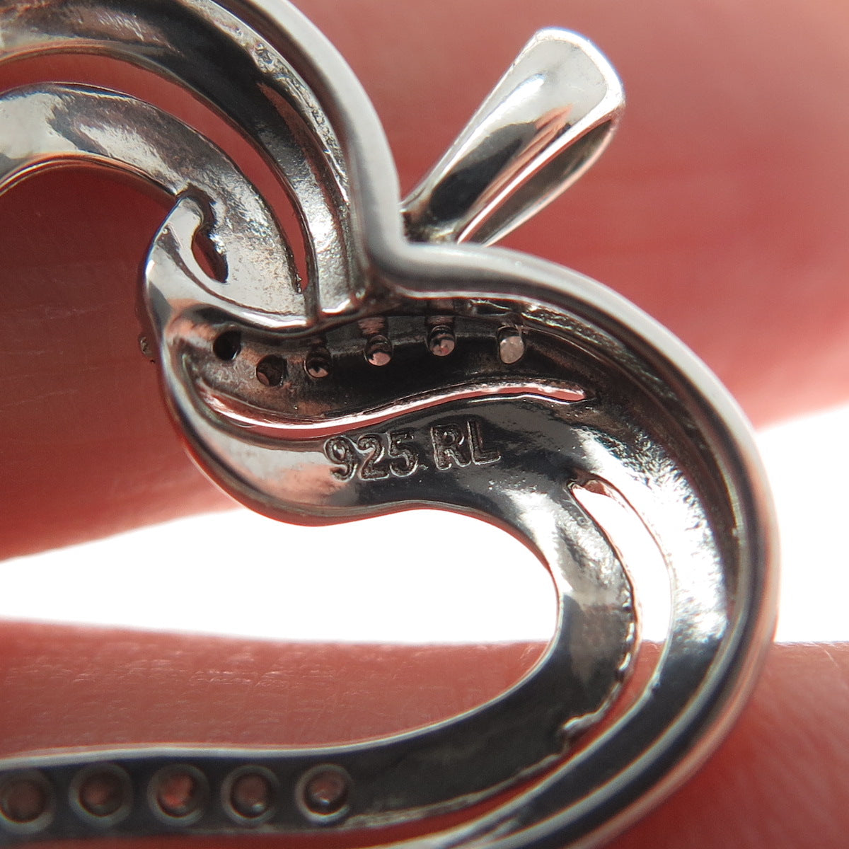 RICHLINE 925 Sterling Silver Real Round-Cut Diamond Heart Charm Pendant