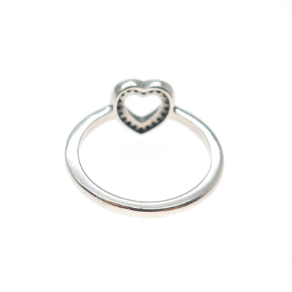 925 Sterling Silver Round-Cut C Z Open Heart Ring Size 6