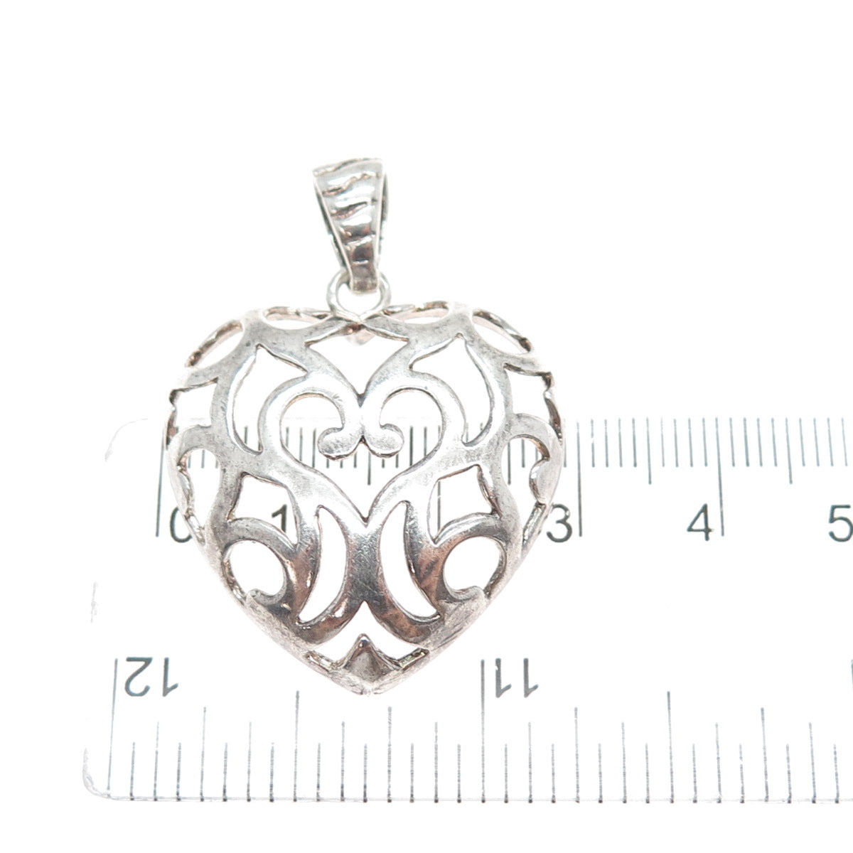 MILOR 925 Sterling Silver Vintage Italy Ornate Heart Charm Pendant