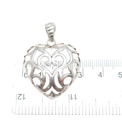 MILOR 925 Sterling Silver Vintage Italy Ornate Heart Charm Pendant