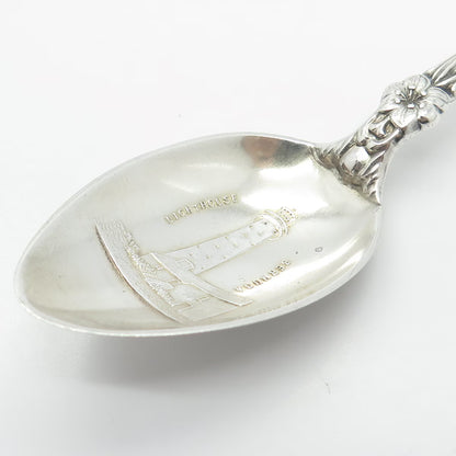 925 Sterling Silver Antique Enamel "Bermuda" Floral Spoon