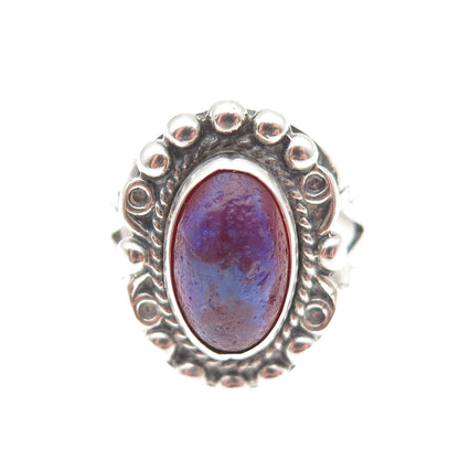 MAISELS INDIAN Old Pawn Sterling Silver Vintage Dragon Breath Opal Ring Size 6