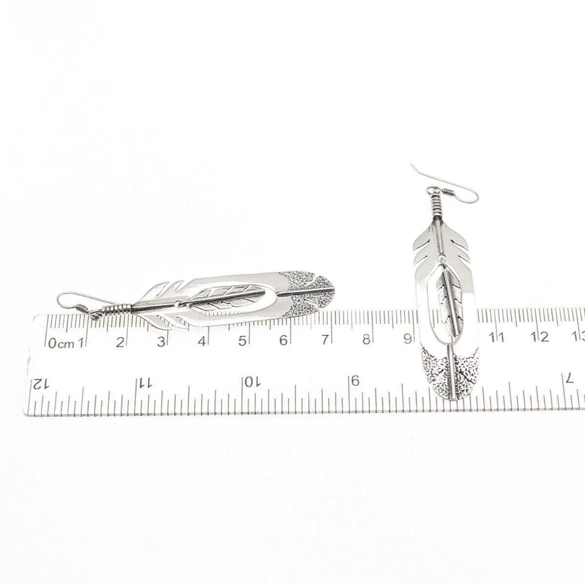Silver Cloud Old Pawn 925 Sterling Vintage Southwestern Feather Dangle Earrings