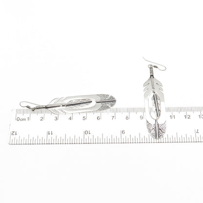 Silver Cloud Old Pawn 925 Sterling Vintage Southwestern Feather Dangle Earrings