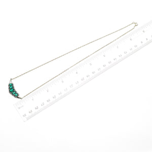 925 Sterling Silver 2-Tone Real Diamond & Chrome Diopside Chain Necklace 18"