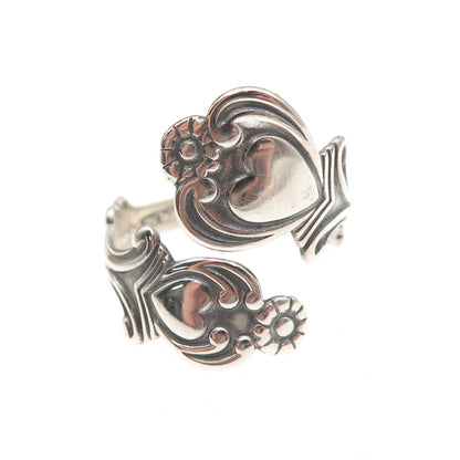 Avon 925 Sterling Silver Vintage 1975 Treasured Heart Adjustable Ring Size 8.5