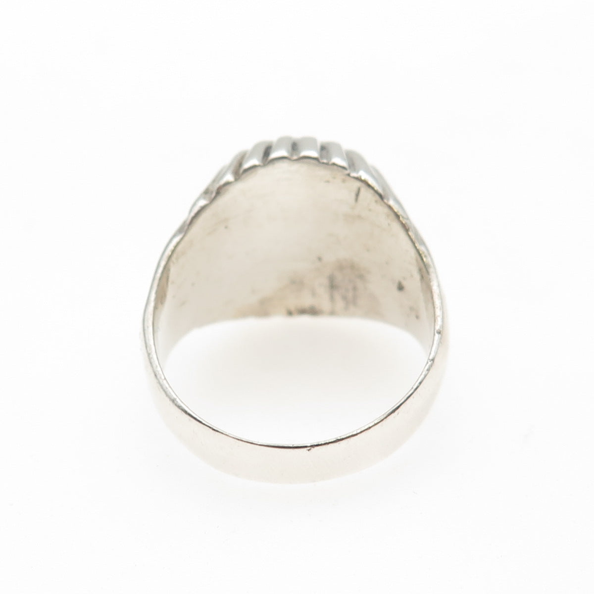 Old Pawn Sterling Silver Vintage Southwestern Black Onyx Tribal Ring Size 8.25