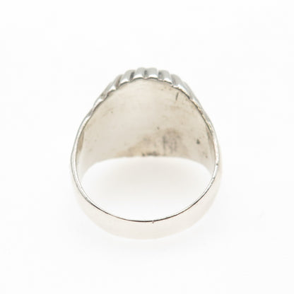 Old Pawn Sterling Silver Vintage Southwestern Black Onyx Tribal Ring Size 8.25