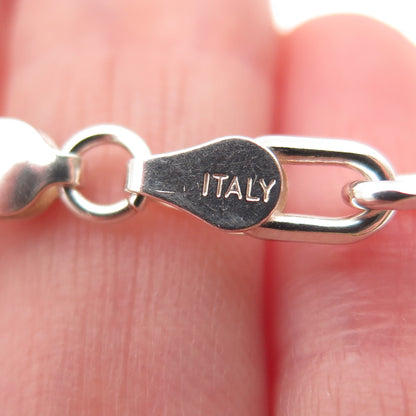 925 Sterling Silver Vintage Italy Paperclip Oval Link Bracelet 6.75"