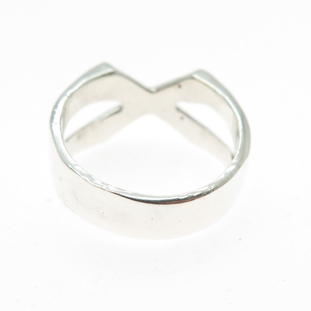 925 Sterling Silver Vintage Mexico Modernist Letter X Crisscross Ring Size 8.25