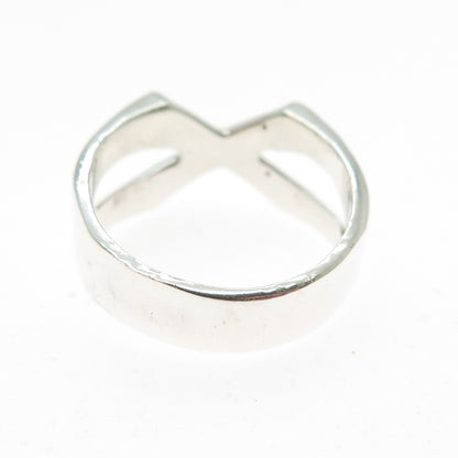 925 Sterling Silver Vintage Mexico Modernist Letter X Crisscross Ring Size 8.25