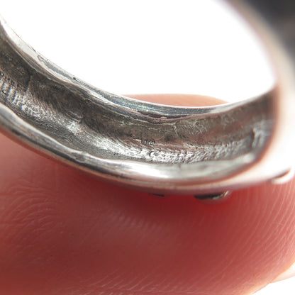 925 Sterling Silver Vintage Modernist Granulated Oxidized Band Ring Size 6.25