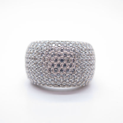 925 Sterling Silver C Z Wide Domed Ring Size 7