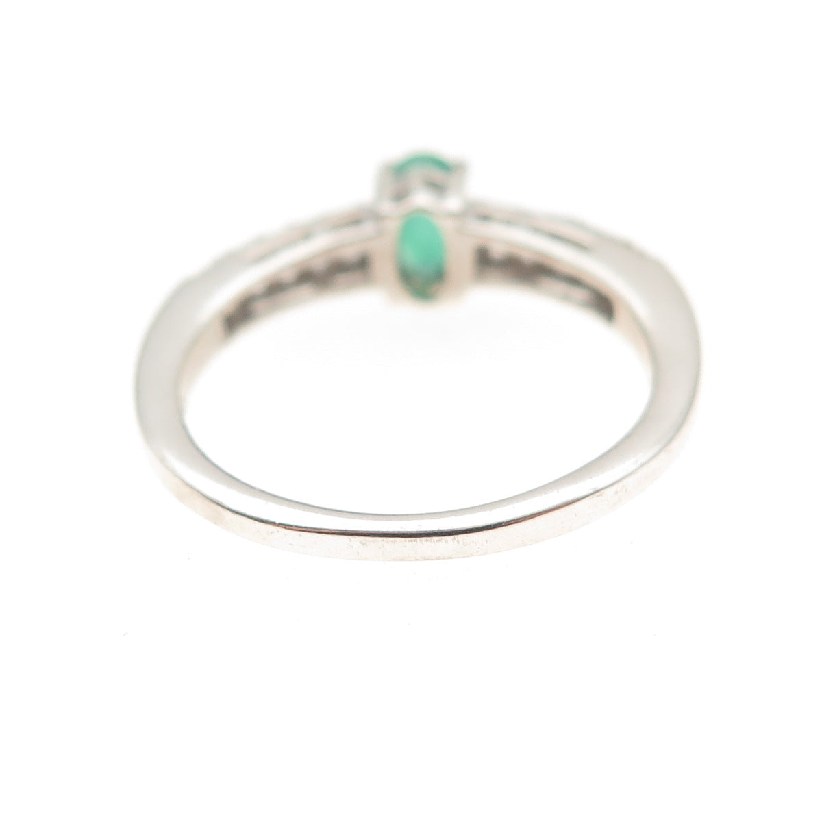 Chuck Clemency 925 Sterling Silver Real Emerald & White Topaz Ring Size 7