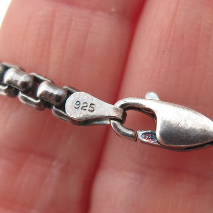 925 Sterling Silver Vintage Italy Round Box Chain Oxidized Necklace 18"