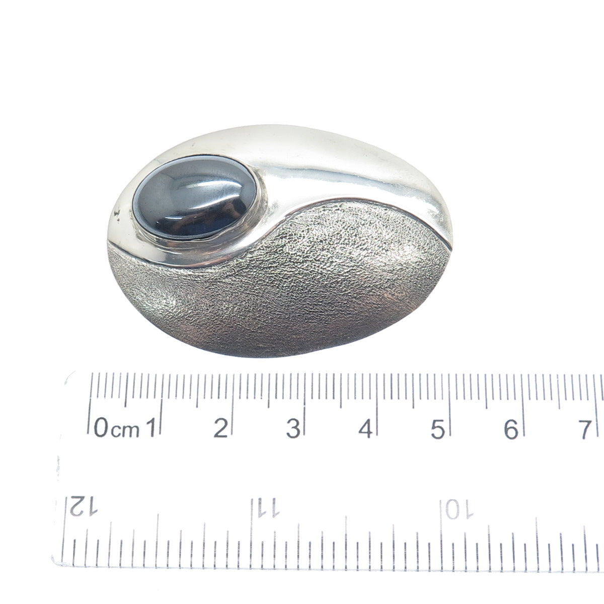 LINCOLN ROBERT NAVAJO Old Pawn 925 Sterling Silver Vintage Real Hematite Brooch