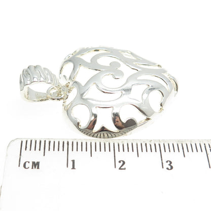 MILOR 925 Sterling Silver Vintage Italy Ornate Heart Pendant