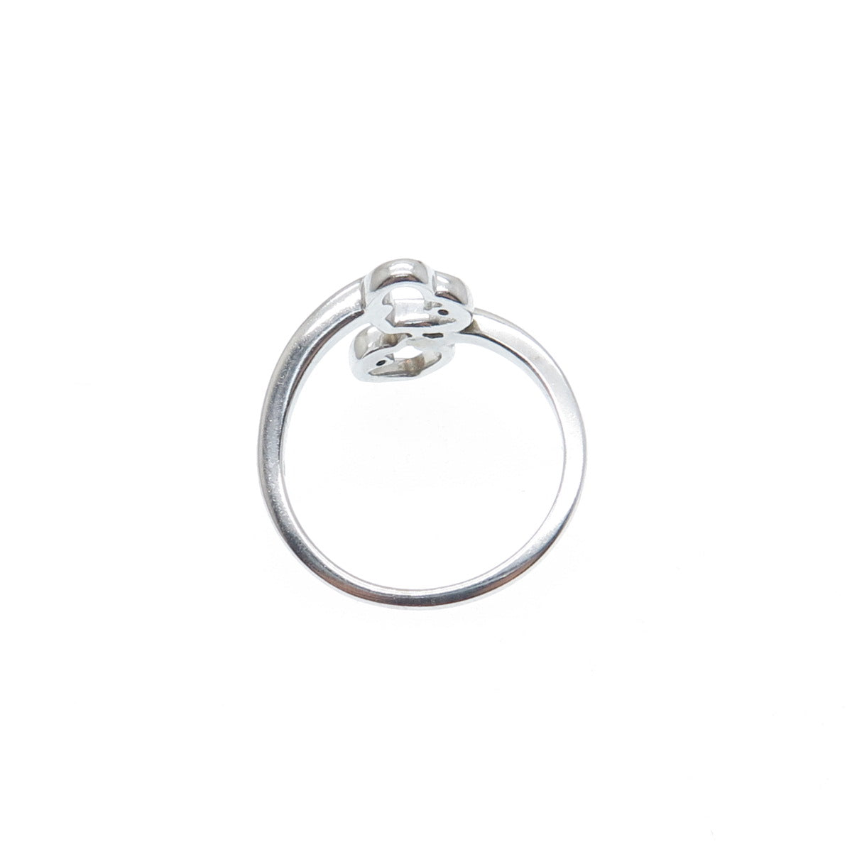 925 Sterling Silver Round-Cut C Z Heart Bypass Ring Size 6.75