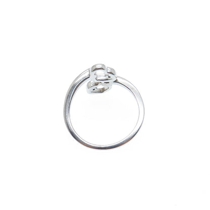 925 Sterling Silver Round-Cut C Z Heart Bypass Ring Size 6.75