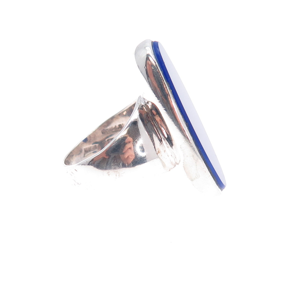 S'PALIU Sterling Silver Vintage Spain Real Lapis Modernist Ring Size 6.25 #12