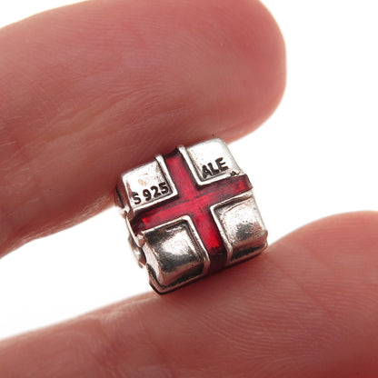 Pandora 925 Sterling Silver Enamel Present Gift Box Slide Bead Charm