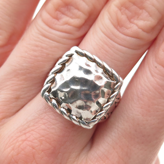 Chapal Zenray 925 Sterling Silver Vintage Modernist Hammered Ring Size 8