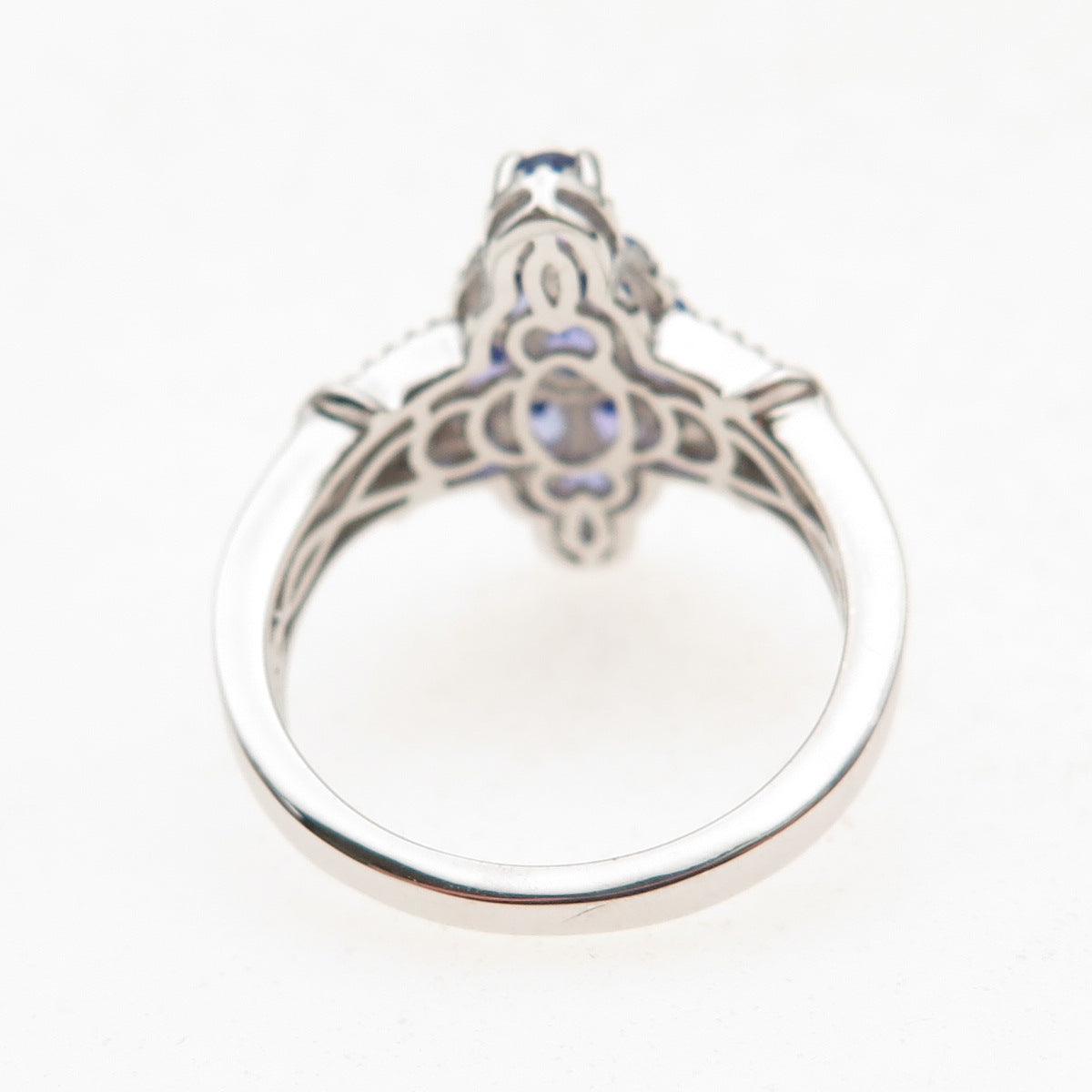 Chuck Clemency 925 Sterling Silver Real Tanzanite & White Topaz Ring Size 8.25