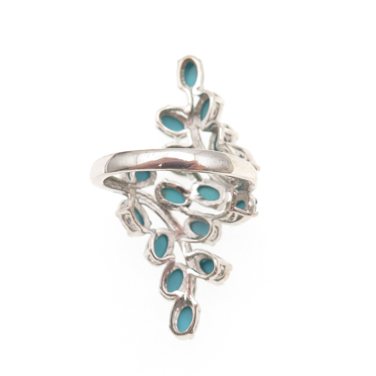 Chuck Clemency 925 Sterling Silver Real Turquoise Floral Bypass Ring Size 8