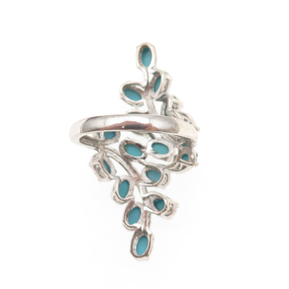 Chuck Clemency 925 Sterling Silver Real Turquoise Floral Bypass Ring Size 8