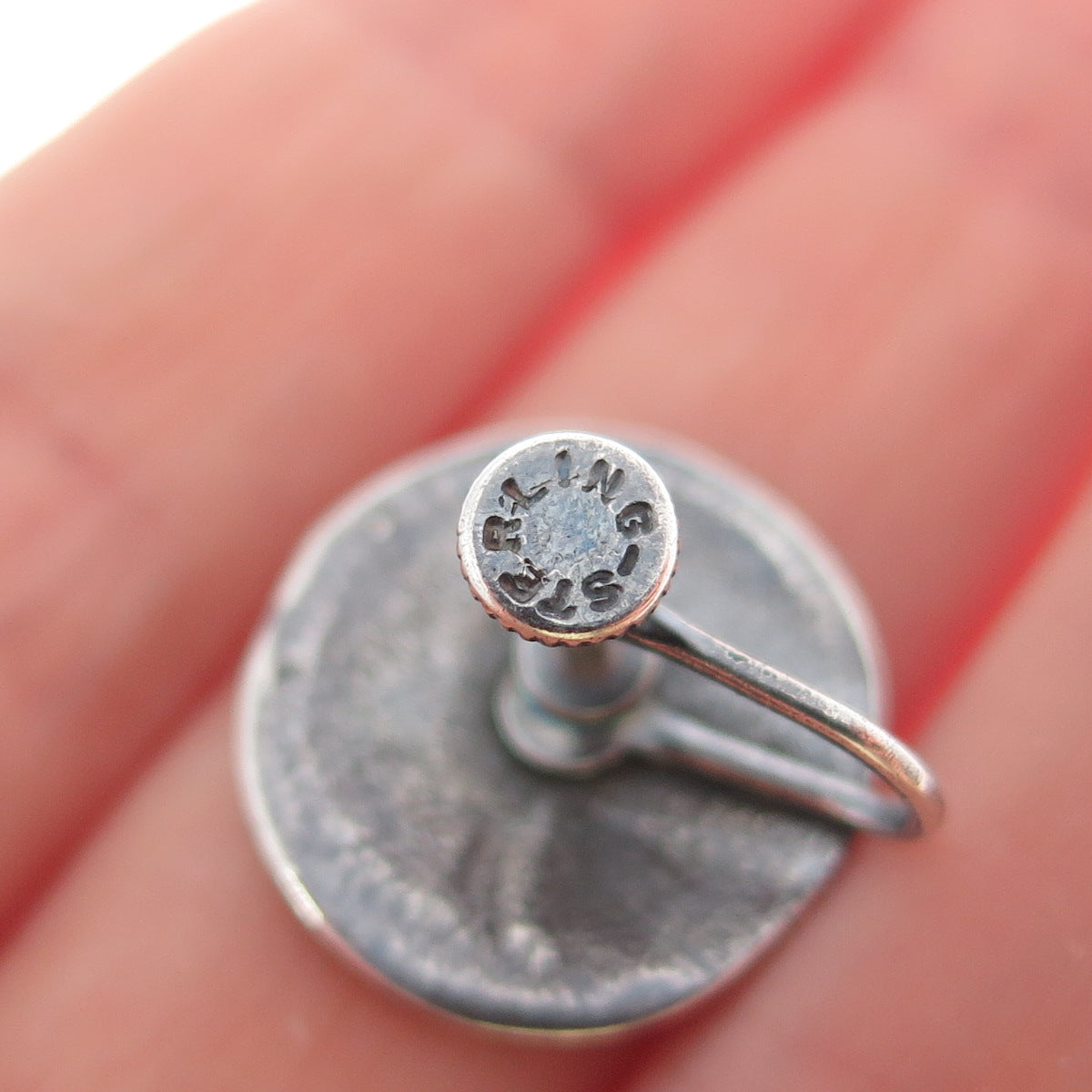 925 Sterling Silver Vintage Tribal Maze Symbol Oxidized Screw Back Earrings