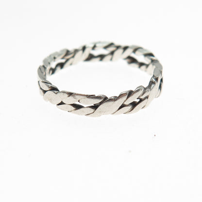 925 Sterling Silver Vintage Twisted Rope Braided Band Ring Size 6.25