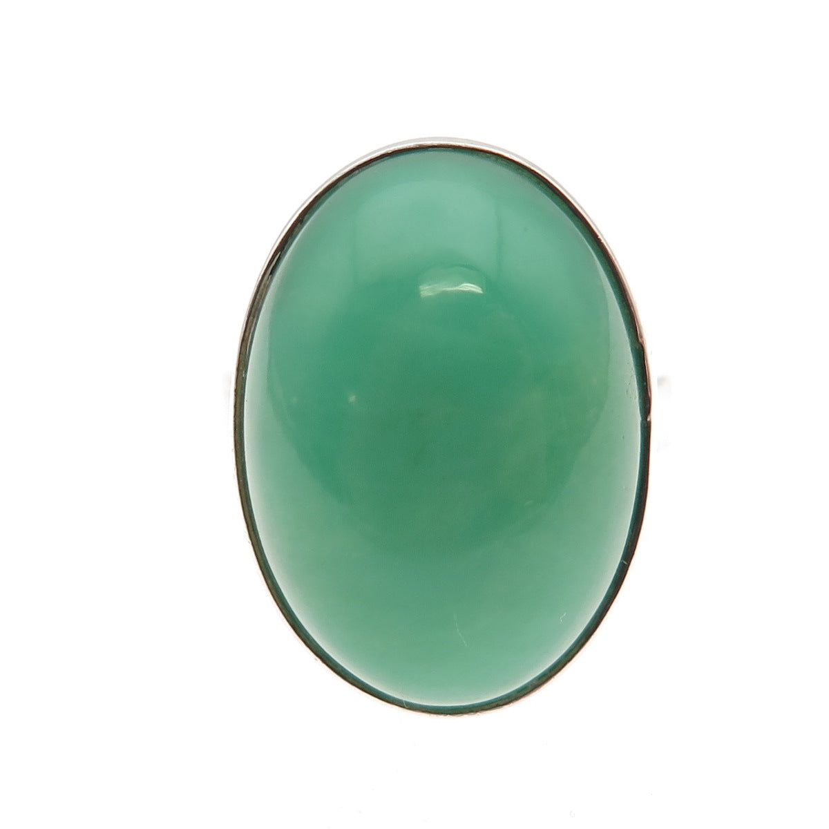 925 Sterling Silver Vintage Real Cabochon Chrysoprase Ring Size 8