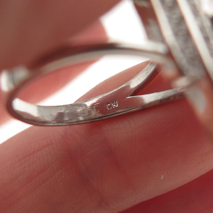 925 Sterling Silver Oval & Round-Cut C Z Sparkle Ring Size 8.25