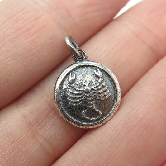 925 Sterling Silver Vintage Scorpio Zodiac & Goat Chinese Horoscope Mini Pendant