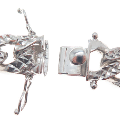 925 Sterling Silver Italy Diamond-Cut Cuban Link Heavy 79.4g Bracelet 8.5"