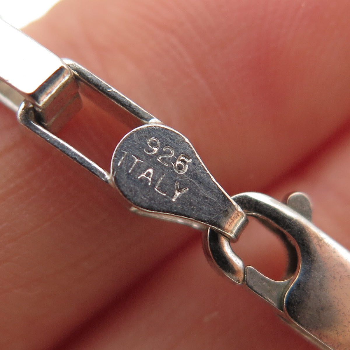 SX Sally C 925 Sterling Silver Vintage Italy Open Box Chain Necklace 18"