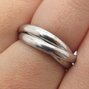 SETA 925 Sterling Silver Vintage Trinity Band Oxidized Ring Size 5.75