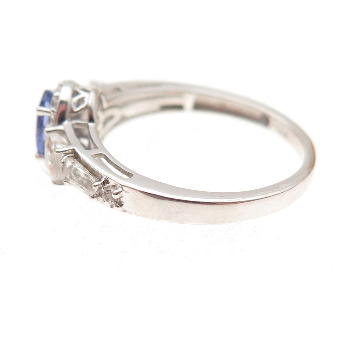 Chuck Clemency 925 Sterling Silver Real Tanzanite & White Topaz Ring Size 8.25
