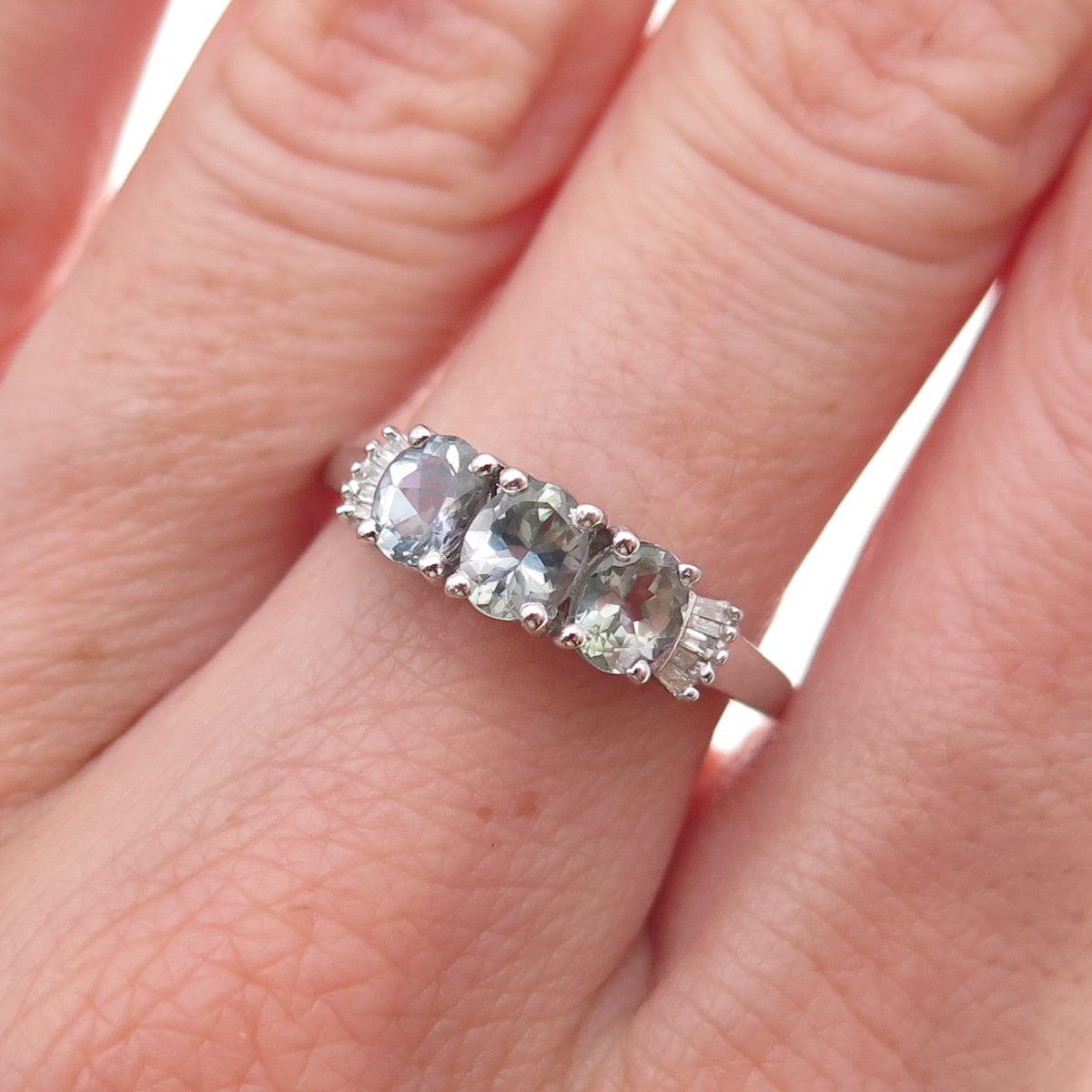 Chuck Clemency 925 Sterling Silver Real Diamond & Iolite Ring Size 8