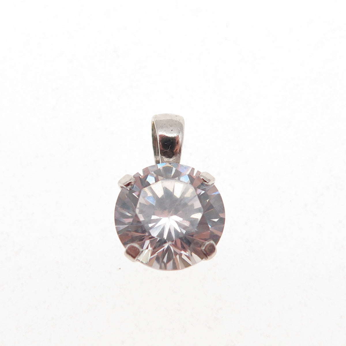 JH YOUNG 925 Sterling Silver Round-Cut C Z Mini Charm Pendant