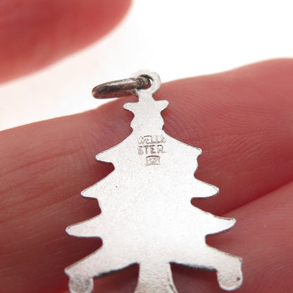Wells 925 Sterling Silver Vintage Enamel Christmas Tree Charm Pendant