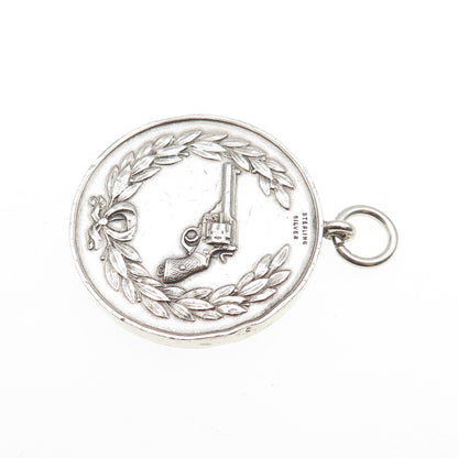 925 Sterling Silver Antique 1951-52 NSRA Pistol Winter League Medal Pendant
