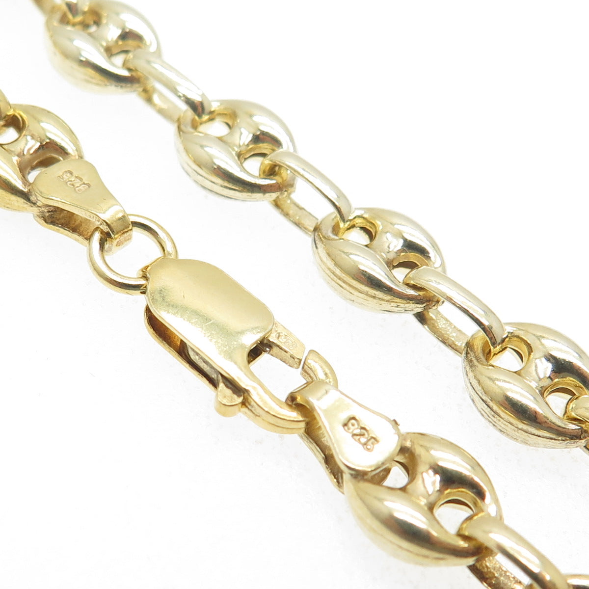 925 Sterling Silver Gold Plated Anchor Mariner Chain Necklace 20"