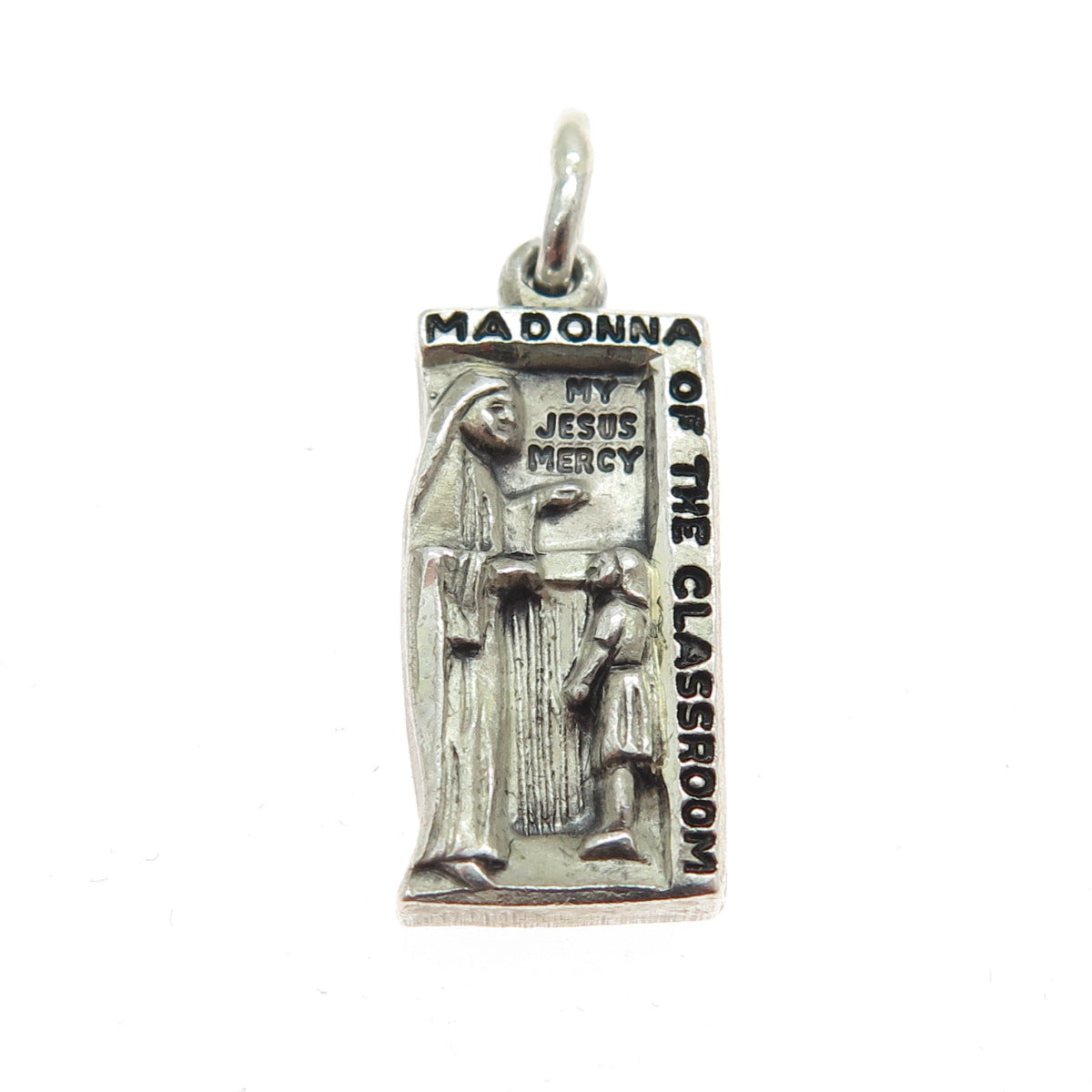 CREED 925 Sterling Silver Antique Madonna of The Classroom Religious Pendant