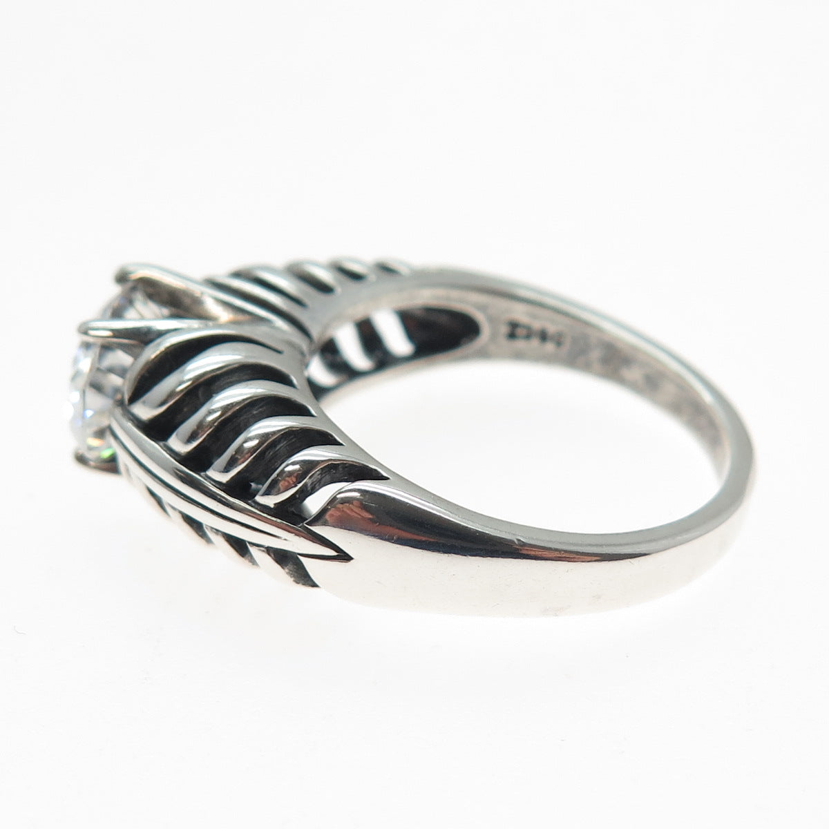KABANA Sterling Silver Vintage Oval-Cut C Z Modernist Oxidized Ring Size 10.25