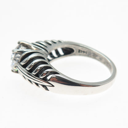 KABANA Sterling Silver Vintage Oval-Cut C Z Modernist Oxidized Ring Size 10.25