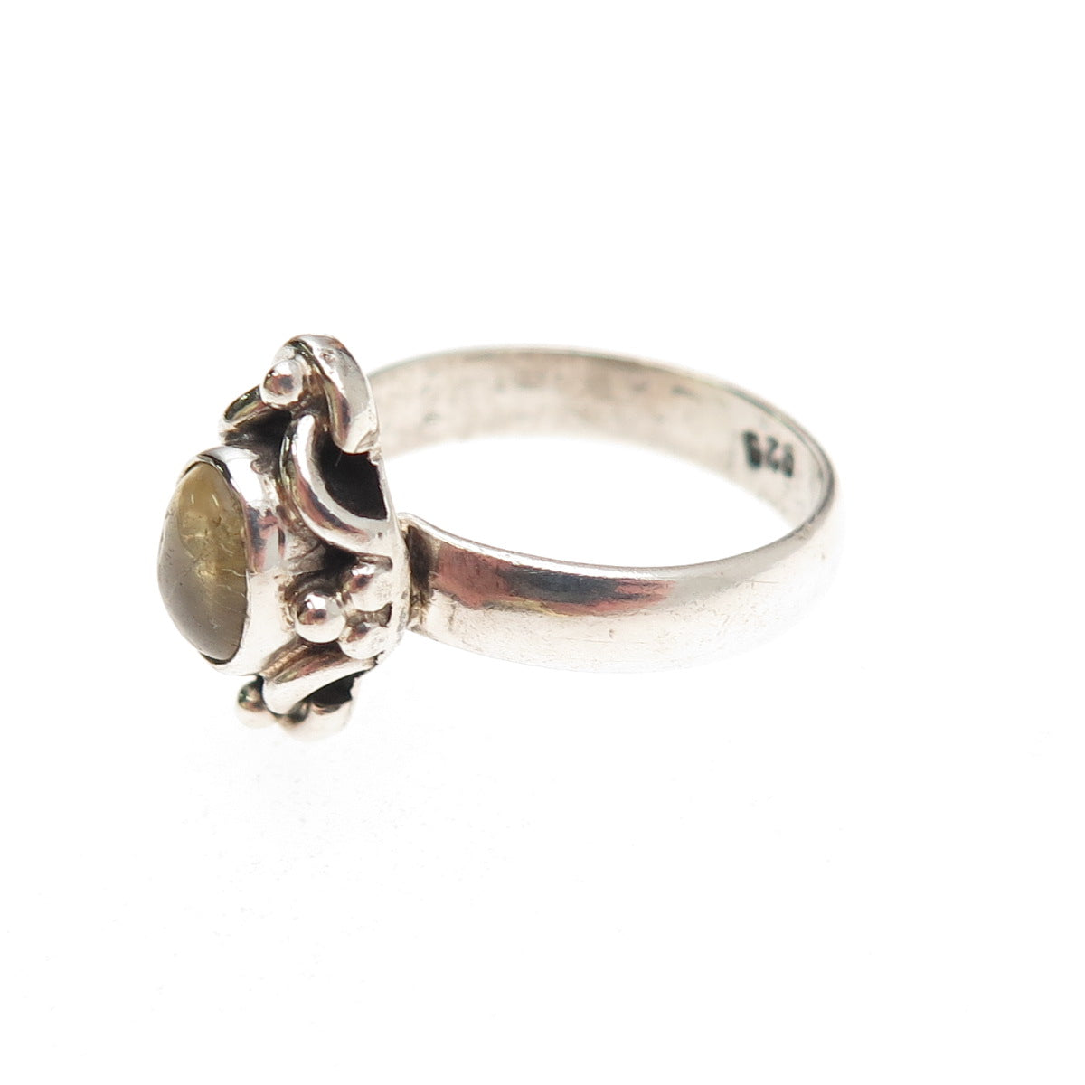 925 Sterling Silver Vintage Real Citrine Oxidized Ring Size 5